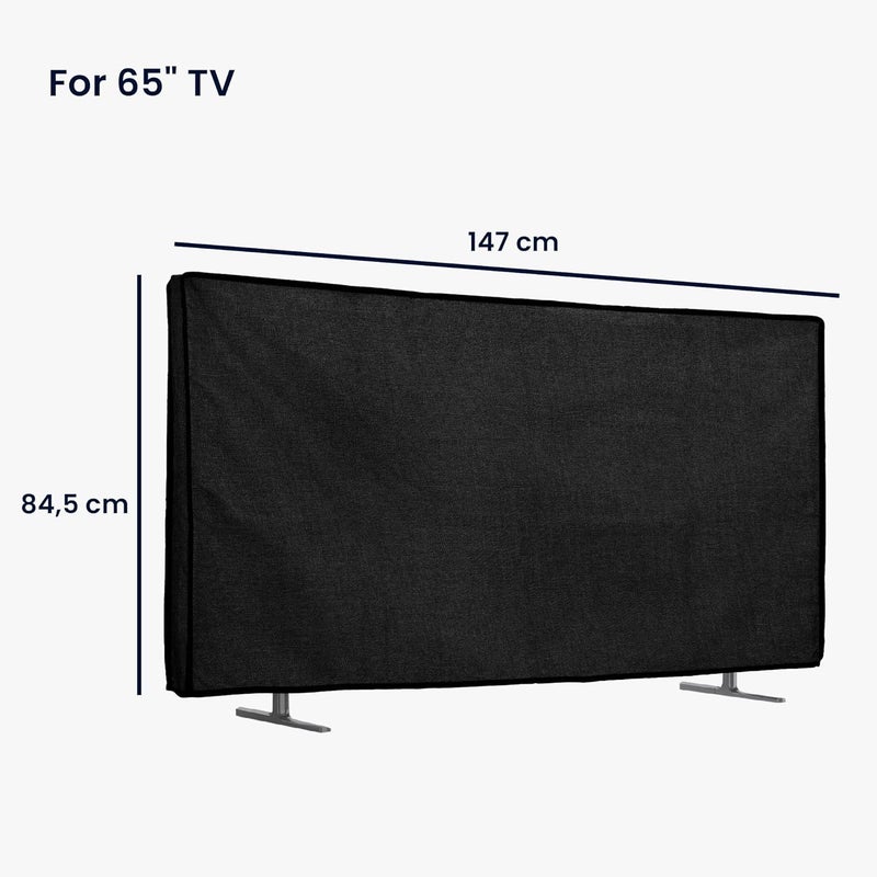 kwmobile غطاء غبار لتلفاز 65" - واقي عرض تلفاز من الكتان - حماية شاشة تلفازك - أسود - Image 2